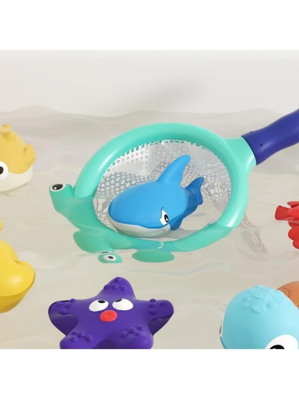 Fun Bath Toy Set for Babies 6-18 Months - No Hole Sea Animal Fishing Game